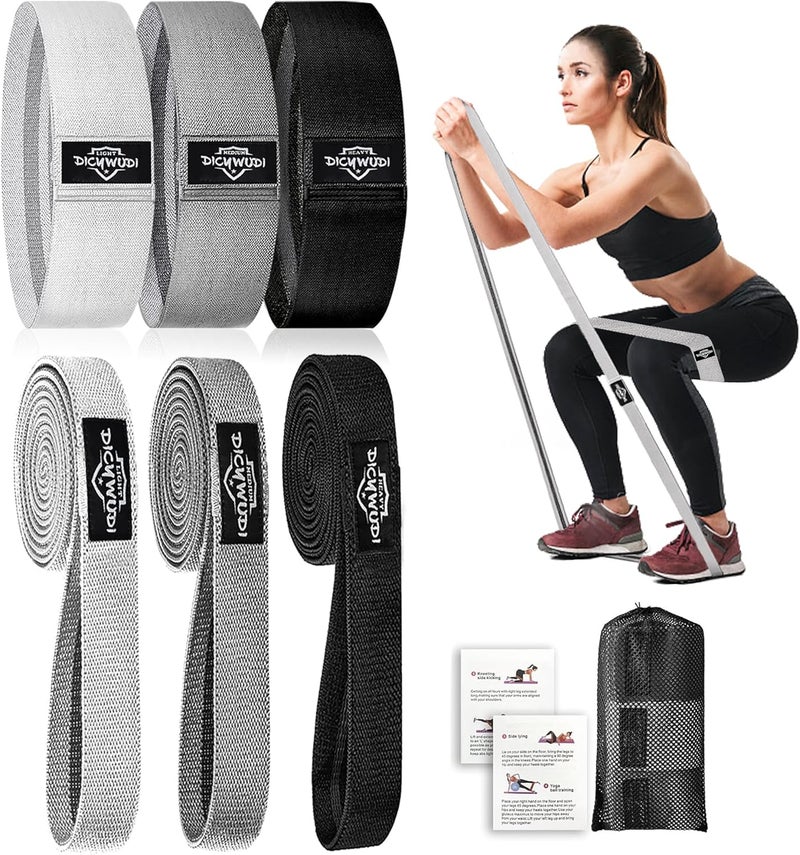 DICYWUDI Fabric Resistance Bands for Working Out, 6Pack Non-Slip Exercise Bands for Women and Men, Fabric Booty Bands for Home, Fitness, Pilates, Stretching - Image 1